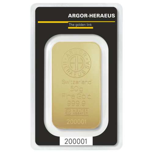 Goldbarren kaufen Argor Heraeus 50 g